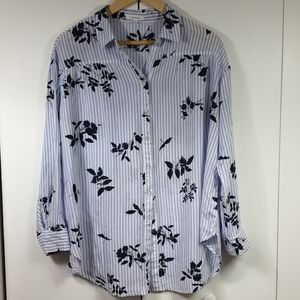 Maurices striped floral print blouse large fit  S
